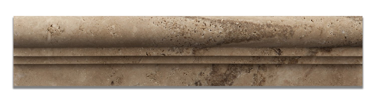 Walnut Travertine Honed 2 1/2 X 12 Chair Rail Ogee-2 Molding - Standard Quality - BOX of 10 PCS - Tilefornia