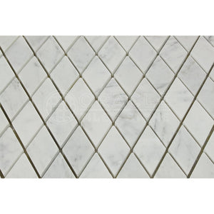 Carrara White Italian (Bianco Carrara) Marble Diamond - Rhomboid Mosaic Tile, Polished - Tilefornia