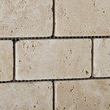 Ivory Travertine 2 X 4 Tumbled Brick Mosaic Tile - Lot of 50 sq. ft. - Tilefornia