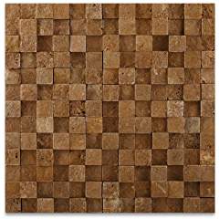 Noce 1X1 Travertine HI-LOW Split-Faced Mosaic Tiles - Tilefornia
