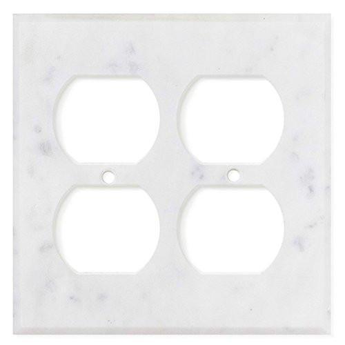 Tilefornia Carrara White Marble Double Duplex Switch Plate Polished/Honed - Tilefornia