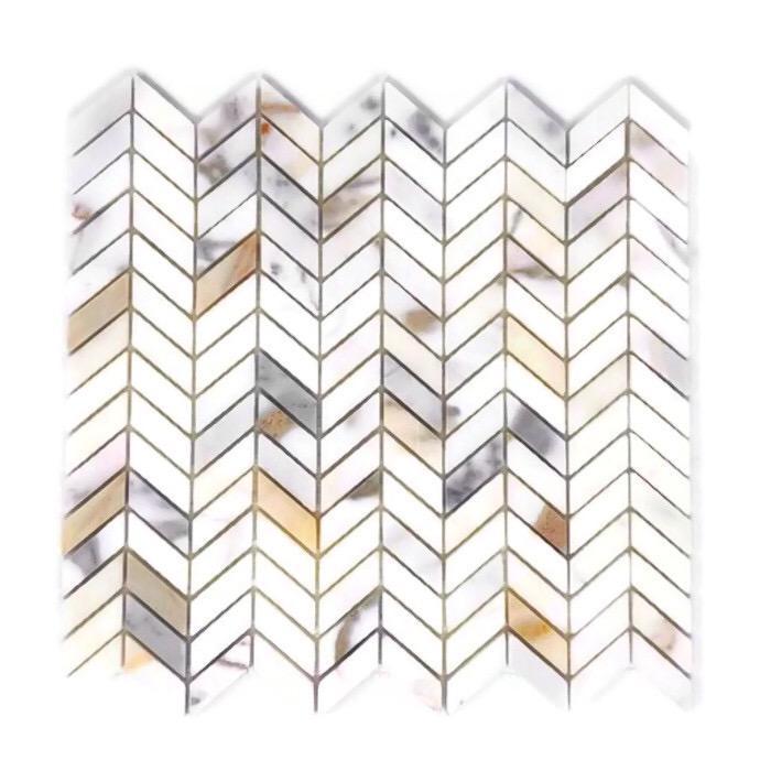 Tilefornia Calacatta Gold Mini Chevron Mosaic Polished/Honed - Tilefornia