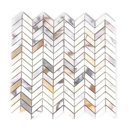 Tilefornia Calacatta Gold Mini Chevron Mosaic Polished/Honed - Tilefornia