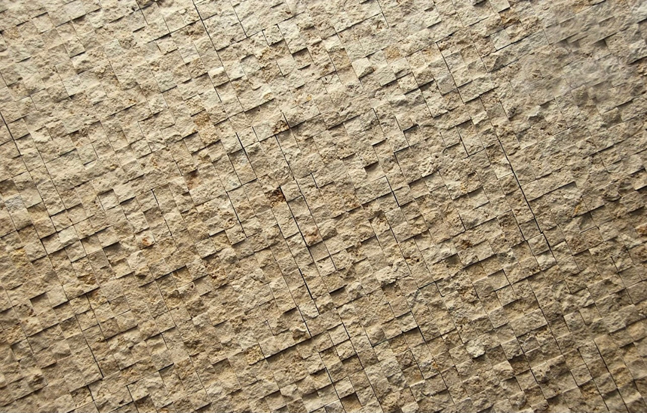 Light 1 X 1 Split Face Travertine Mosaic Tile - Tilefornia