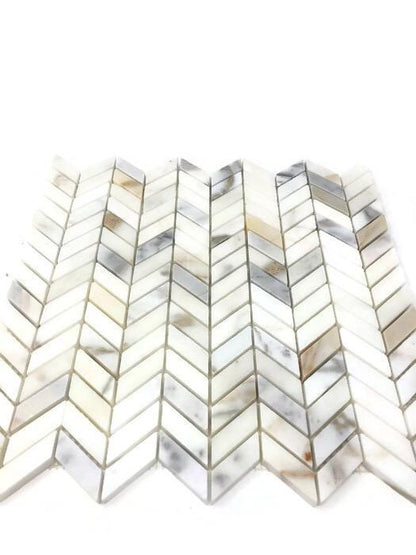 Tilefornia Calacatta Gold Mini Chevron Mosaic Polished/Honed - Tilefornia