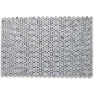 Carrara White (Bianco Carrera) 1" Hexagon Mosaic Tile Polished - Tilefornia