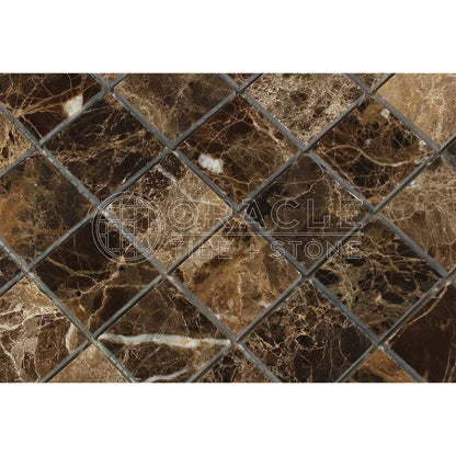 Emperador Dark Spanish Marble 2 X 2 Mosaic Tile, Polished - Tilefornia