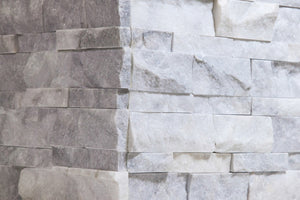Bianco Venato Marble Stacked Ledger Wall Panel Tile Corner, Split-faced (75 PCS.) - Tilefornia