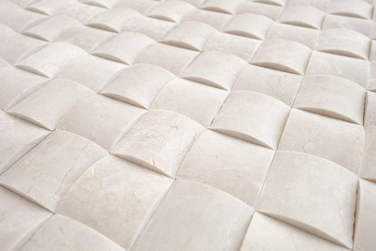 Botticino Marble 2X2 CNC-Arched Honed Mosaic Tile - STANDARD QUALITY - Lot of 30 Sheets - Tilefornia