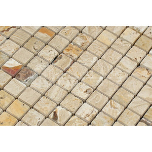 Valencia Travertine 1 X 1 Mosaic Tile, Tumbled (LOT of 5 SHEETS) - Tilefornia