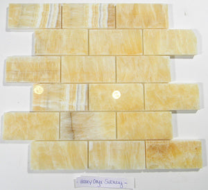 Honey Onyx Polish 2x4 x 8mm Brick Pattern - Tilefornia