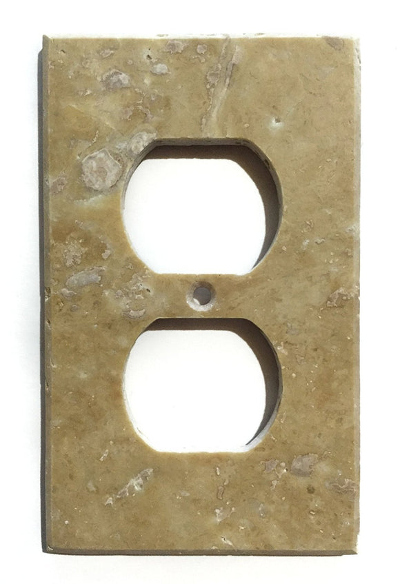 Turkish Walnut Travertine Real Stone Switch Plate Cover, Honed-SINGLE DUPLEX - Tilefornia
