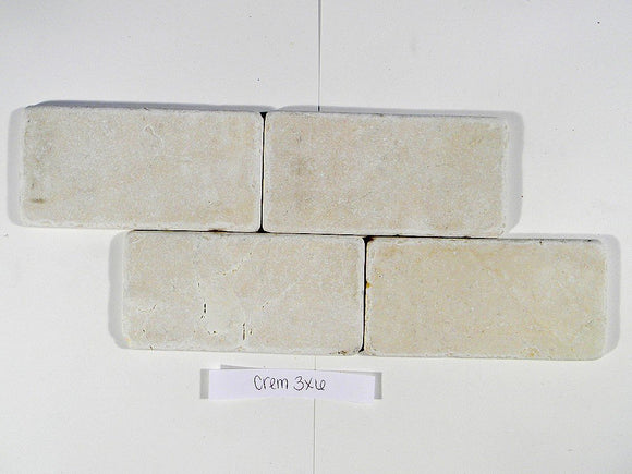 Crema Marfil Tumbled 3x6 Marble Tile Brick Pattern - Tilefornia