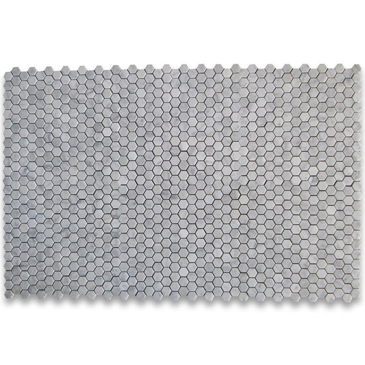 Carrara White Italian Carrera Marble Hexagon Mosaic Tile 1 inch Honed - Tilefornia