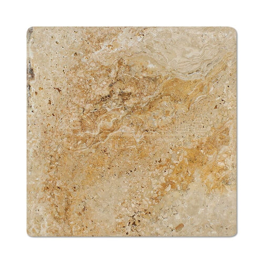 Valencia Travertine 12 X 12 Field Tile, Tumbled (2 pcs. 3" X 6" Sample Set) - Tilefornia