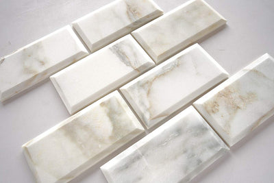 Calacatta Oro Marble 3x6 Deep - Beveled & Honed Subway Tile