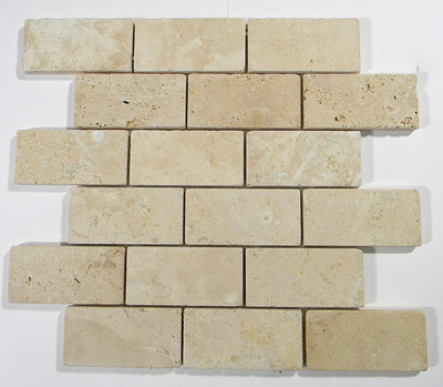 Beige Durango Travertine Subway Tile 2x4, Tumbled