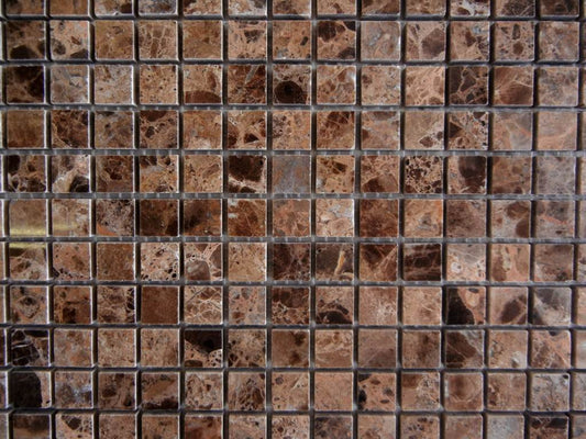 Emperador Dark mosaic polished 5/8x5/8 - Tilefornia
