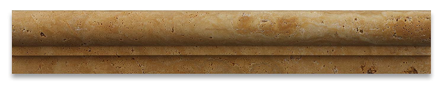 Gold / Yellow 2" X 12" Travertine Ogee Chair Rail Liner Trim - Tilefornia