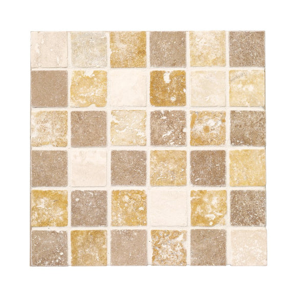 ICJ 83016 12-Inch by 12-Inch Travertine Mosaic Wall Tile - Tilefornia