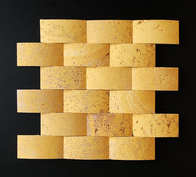 Gold Travertine Arched Brick Mosaic Tile 2x4