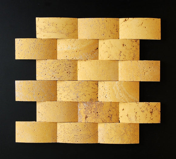Gold / Yellow 2X4 Travertine CNC Arched 3-D Mosaic Tile - Tilefornia