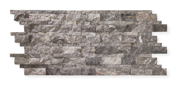 Silverado Gray Marble 6 X 20 Stacked Ledger Wall Panel Tile, Split-faced (SMALL SAMPLE PIECE) - Tilefornia