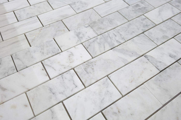 Bianco Venatino Marble 2 X 4 Straight - Edge & Polished Subway Tile - STANDARD QUALITY - Lot of 20 Sq. Ft. - Tilefornia