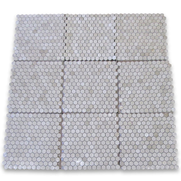 Crema Marfil Spanish Marble Hexagon Mosaic Tile 1 inch Polished - Tilefornia