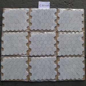 Carrara White Italian Carrera Marble Hexagon Mosaic Tile 2 inch Honed - Tilefornia