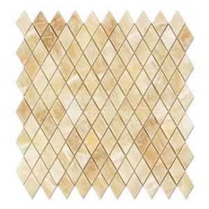 Honey Onyx 1 X 2 Diamond - Rhomboid Mosaic Tile, Polished - Tilefornia