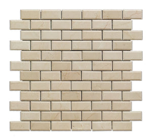 Crema Marfil Marble 2 X 4 Brick Mosaic Tile, Polished & Beveled - Box of 5 sq. ft. - Tilefornia
