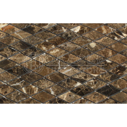 Emperador Dark Spanish Marble Diamond - Rhomboid Mosaic Tile, Polished - Tilefornia