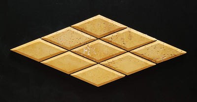 Gold Travertine Diamond Mosaic Tile, Natural
