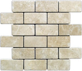 Durango Cream (Paredon) Travertine 2 X 4 Tumbled Brick Mosaic Tile - Lot of 50 Sheets - Tilefornia