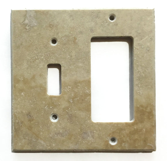 Turkish Walnut Travertine Real Stone Switch Plate Cover, Honed-TOGGLE ROCKER - Tilefornia