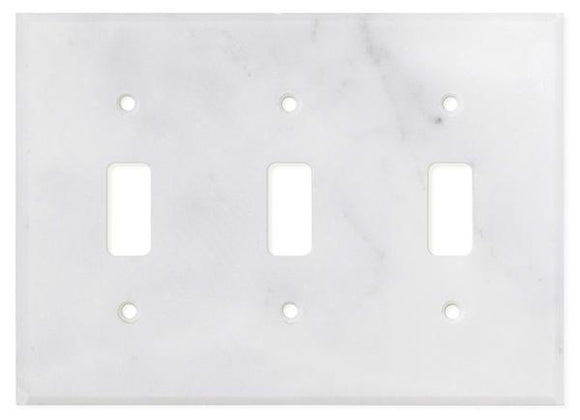 Tilefornia Carrara White Marble Triple Toggle Switch Plate Polished/Honed - Tilefornia