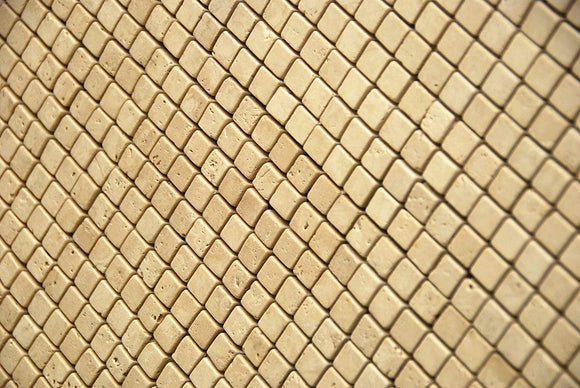 Light 5/8 X 5/8 Tumbled Travertine Mosaic Tile - Tilefornia