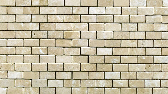 Durango Cream 1 X 2 Tumbled Travertine Brick Mosaic Tile - Lot of 50 sq .ft. - Tilefornia