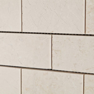 White Pearl / Botticino Marble 2 X 4 Polished Brick Mosaic Tile - Box of 5 Sheets - Tilefornia