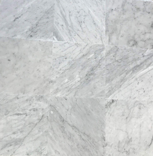 Italian Carrara White (Bianco Carrara) Marble 12" X 12" Field Tile, Polished - A6 (Lot of264 pcs. (264 sq. ft.) - Tilefornia