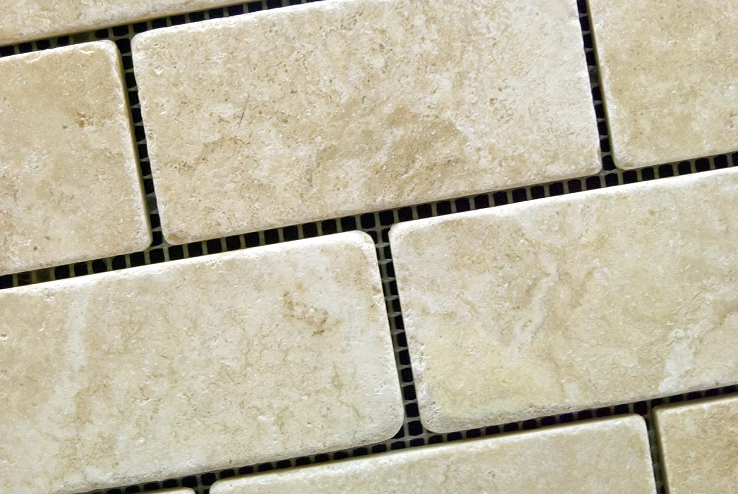 Durango Cream 2 X 4 Tumbled Travertine Brick Mosaic Tile - 6 X 6 Sample - Tilefornia
