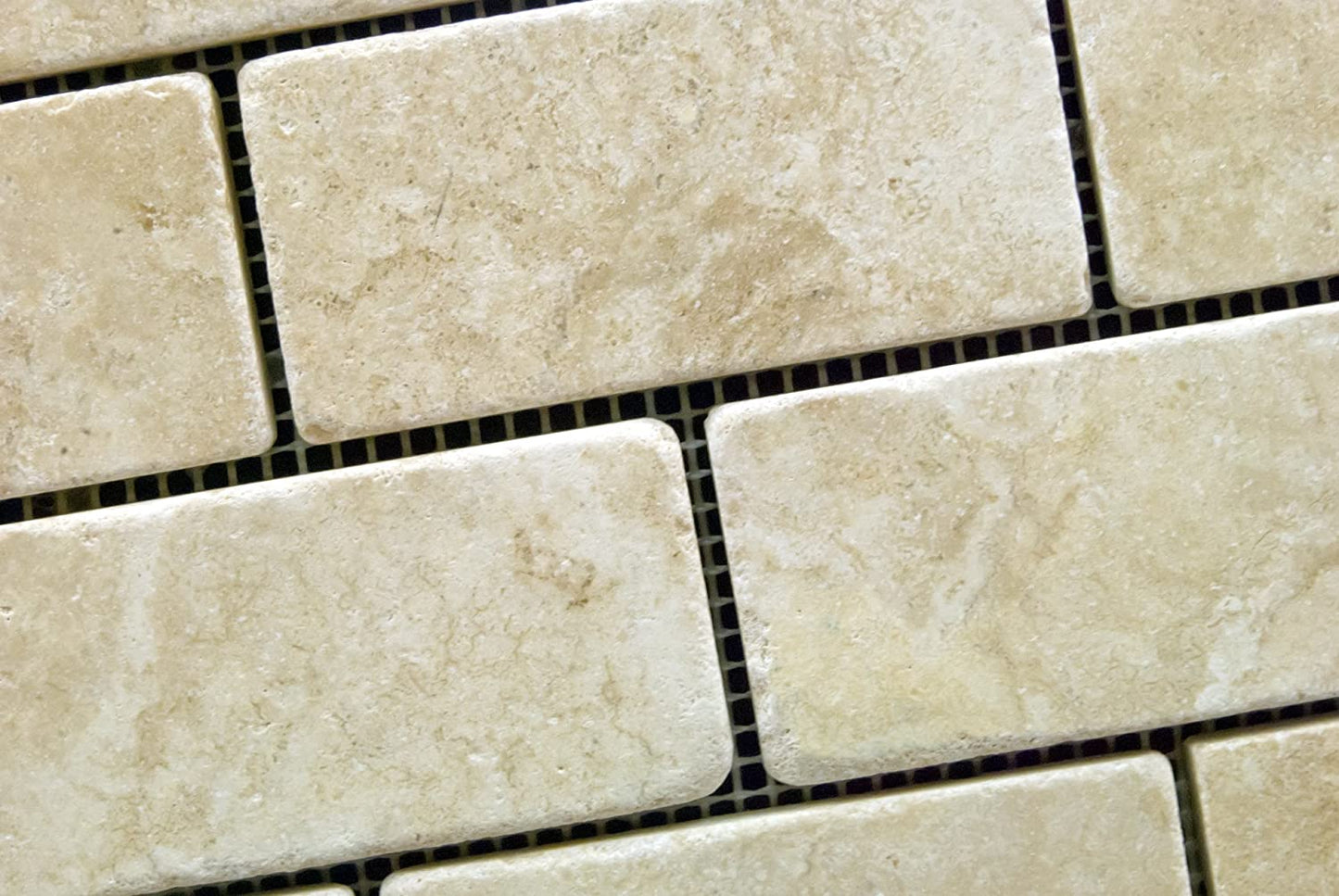 Durango Cream (Paredon) Travertine 2 X 4 Tumbled Brick Mosaic Tile - Box of 5 Sheets - Tilefornia