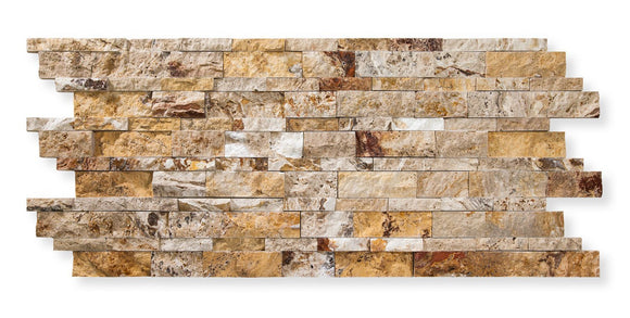 Valencia Travertine 6 X 20 Stacked Ledger Wall Panel Tile, Split-faced (SMALL SAMPLE PIECE) - Tilefornia