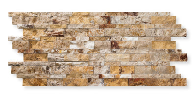 Cream Valencia Travertine Ledger Panel 6x20, Split Face