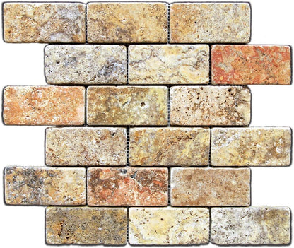Scabos Travertine Tumbled 3"X6" Subway Tile - Tilefornia
