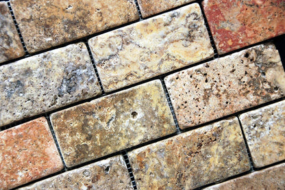 Scabos Travertine Tumbled 3"X6" Subway Tile - Tilefornia