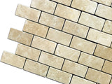 Durango Cream (Paredon) Travertine 2 X 4 Tumbled Brick Mosaic Tile - Box of 5 Sheets - Tilefornia