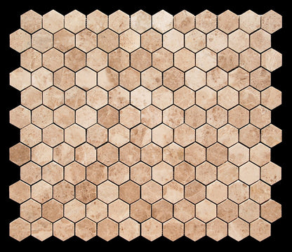 Cappuccino Marble Polished 2-inch Hexagon Mosaic Tile - 6 X 6 Sample - Tilefornia