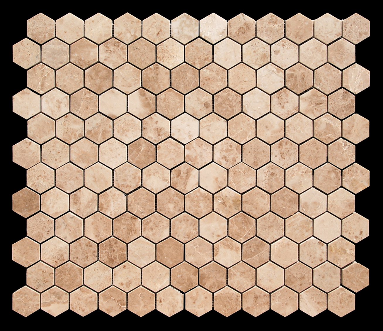 Cappuccino Marble Polished 2-inch Hexagon Mosaic Tile - Box of 5 sq. ft. - Tilefornia